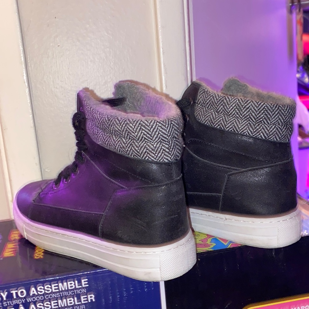 faux fur high top shoes